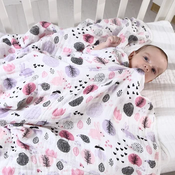 100 * 140 см Мягкое муслиновое детское одеяло из 100% хлопка с милым мультяшным рисунком, одеяла для новорожденных, Марлевая повязка для младенцев, чехол для спального мешка, чехол для коляски