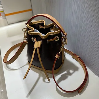 2023 Новая кожаная сумка через плечо Женская модная роскошная брендовая сумка Высокого качества классическая дизайнерская сумка-ведро Мини-кошелек