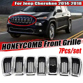 7ШТ Отделка центральной решетки переднего бампера автомобиля Заменена сетчатыми гоночными решетками в виде сот для Jeep Cherokee 2014 2015 2016 2017 2018 2018