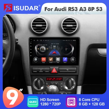 9-Дюймовый Автомобильный Радиоприемник Isudar Android 12 Для Audi RS3 A3 8P S3 2003-2012 Carplay Auto Stereo GPS No 2din