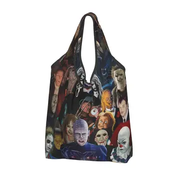 Horror Chucky Horror Movie Play Childs Многоразовые сумки для покупок Складная вместительная эко-сумка, которую можно стирать.