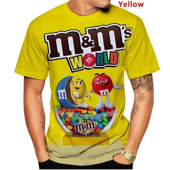 M & M's Chocolate Bean Графические Футболки для Мужчин, Одежда С Забавным 3D принтом, Футболка M & M Для Женщин, Короткий Рукав, Harajuku, Модные Топы Y2K