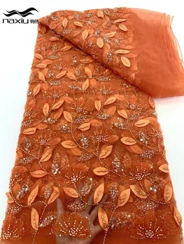 Madison Роскошные 3D бусины Кружевная ткань 2023 Высококачественная Африканская вышивка Жениха Нигерийский Французский бисер Кружевные ткани для шитья