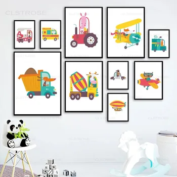 Nodic Home Wall Art Фотографии Милых Животных Различных Профессий для Гостиной, Детской Комнаты, Подарка Мальчику, Украшения Стен для Детской