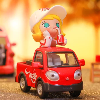 POP MART Molly Car Серия Автомобилей Слепая Случайная Коробка Игрушки Каваи Аниме Фигурка Caixa Caja Сюрприз Таинственная Коробка Куклы Подарок Для Девочек