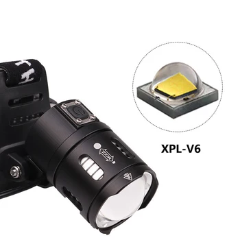 XHP50/XPLV6 налобный фонарь бытового назначения для кемпинга на открытом воздухе сильный свет micro USB зарядка zoom алюминиевый сплав противоскользящий