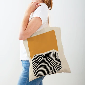 Абстрактная линия Матисса, цветок, лист, коралл, скандинавская женская сумка для покупок, сумка-тоут с двойным принтом, повседневные холщовые женские сумки для покупок