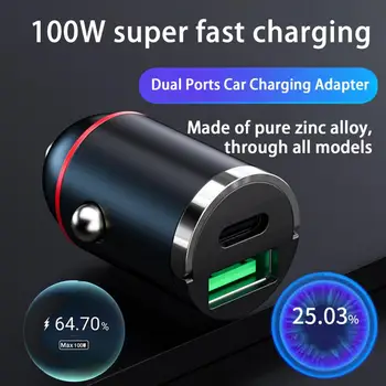 Автомобильное зарядное устройство мощностью 100 Вт, мощное зарядное устройство для телефона Super Charge, двухпортовый адаптер прикуривателя для iPhone