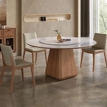 Деревянные столовые приборы Устойчивое основание из каменной плиты толщиной 12 мм Столешница для совещаний Круглый Кухонный стол Mesas Jantar Садовая мебель