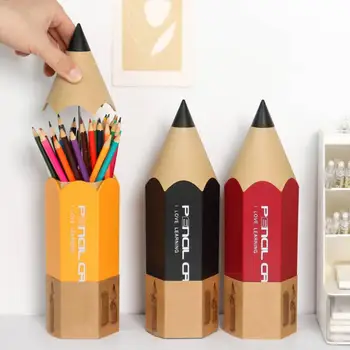 Держатели для ручек в форме карандаша с пылезащитной крышкой, контейнер-органайзер для хранения кистей для макияжа для школьников большой емкости
