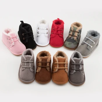 Детская обувь KIDSUN, Зимние снежные пинетки, теплая обувь для новорожденных мальчиков и девочек, обувь для кроватки, резиновая подошва, противоскользящие Мягкие Первые ходунки для новорожденных