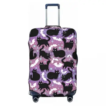Забавный чехол для чемодана с черным котом пастельных тонов на Хэллоуин, защита для круизной поездки, полезные аксессуары для багажа для отдыха