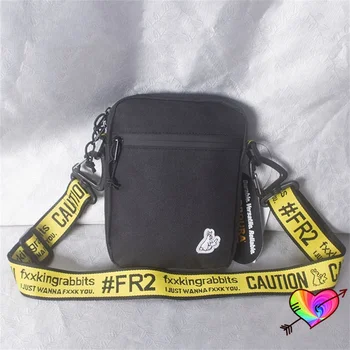Классическая сумка с вышитым логотипом FR2 в виде кролика, мужские и женские рюкзаки FR2, вязаные плечевые ремни, холщовые сумки с этикетками на молнии