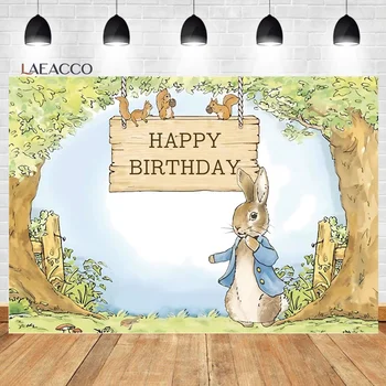 Кроличьи фоны Laeacco для фотосъемки, Милый кролик, декор для вечеринки в честь Дня рождения, портрет в душе ребенка, Индивидуальный фон для фото