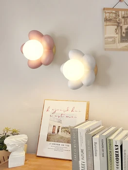 Маленький настенный светильник с цветком, Маленький Подвесной светильник из смолы, Теплая и милая лампа для спальни, Лампа для атмосферы кафе, ресторана в западном стиле