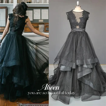 Многослойные бальные платья Aileen, черные вечерние платья, элегантные и красивые женские платья для выпускного вечера, готическое свадебное платье Линии A