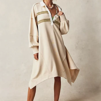 Модная винтажная толстовка, футболка, длинный укороченный топ с лацканами, длинный рукав, женский Контрастный Свободный пуловер, Модная уличная одежда 00-х годов