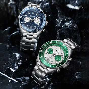 Модные мужские часы в стиле ретро 2023 года, Роскошный Деловой хронограф из нержавеющей стали, водонепроницаемые Классические Мужские наручные часы с автоматической датой, горячая распродажа