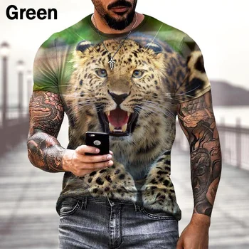 Мужская и женская футболка с леопардовым животным принтом, 3D Футболка, Повседневные топы с коротким рукавом, Футболка