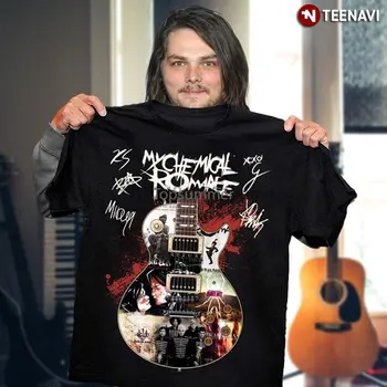 Мужская футболка с гитарными подписями рок-группы My Chemical Romance Женские футболки