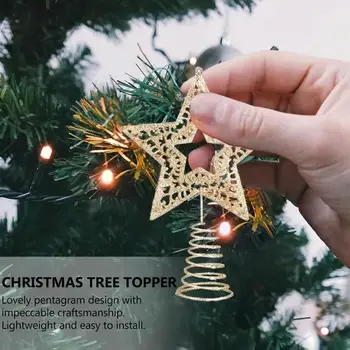 НОВЫЙ Рождественский елочный Топпер Звезда Пластиковая Полая Золотая Звезда Рождественские украшения для дома Рождество 2023 Navidad Новый год L3R1