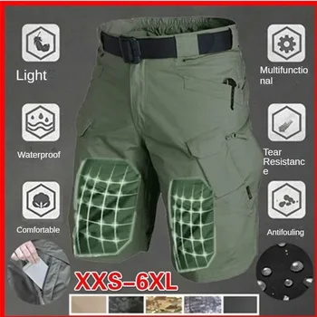 Непромокаемый рабочий комбинезон, Непромокаемые тактические пляжные брюки с несколькими карманами, эластичные повседневные брюки длиной до половины колена 5XL