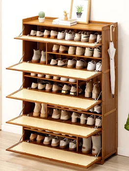 Обувной шкаф, домашний дверной проем, стойка для обуви, простое ультратонкое хранилище, фантастический компактный бытовой входной шкаф из массива дерева