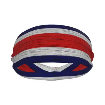 Повязка на голову Спортивная для йоги и фитнеса Эластичная Тренировочная лента для волос Эластичная повязка на голову Флаг Коста-Рики Деревянная текстура