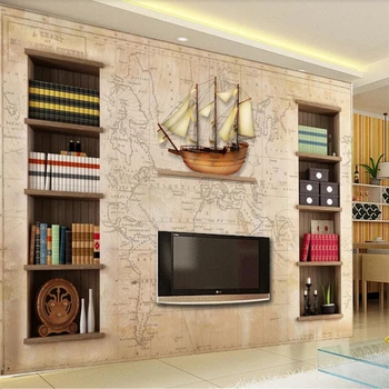 Пользовательские обои beibehang 3d фрески карта мира Европейский ретро телевизор фон стены гостиная спальня библиотека фрески 3D обои