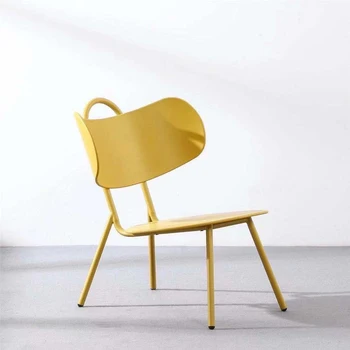 Скандинавский простой Современный Пластиковый Металлический обеденный стул с широкой дугообразной спинкой, ленивый диван, одноместный стул, стул для кафе, Модный