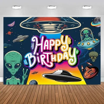 Тема НЛО, фон для украшения вечеринки с Днем рождения, Космическая Вселенная, Летающая тарелка, Страшный инопланетный баннер, фон для фотосъемки