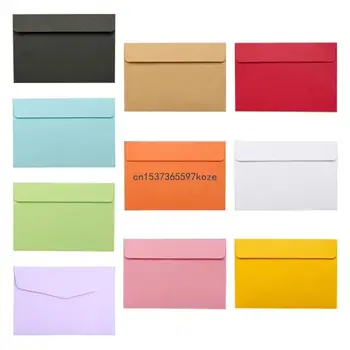 Упаковка из 10 Конвертов из Крафт-бумаги, Набор Разноцветных Винтажных Подарочных Конвертов