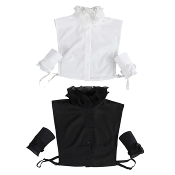 Французский элегантный искусственный воротник-стойка с оборками, съемная блузка, полупальто на пуговицах, укороченный топ с имитацией шеи, укороченный топ для прямой доставки