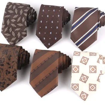 Цветочные галстуки для мужчин и женщин, коричневый галстук на шею для вечеринки, деловой костюм, полосатые галстуки, свадебный галстук для жениха, подарки